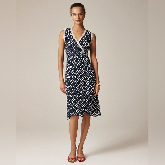 J. Crew Dresses & Skirts - NWT Rouje x J. Crew Rencard navy and White Polka Dot Midi Wrap Dress
